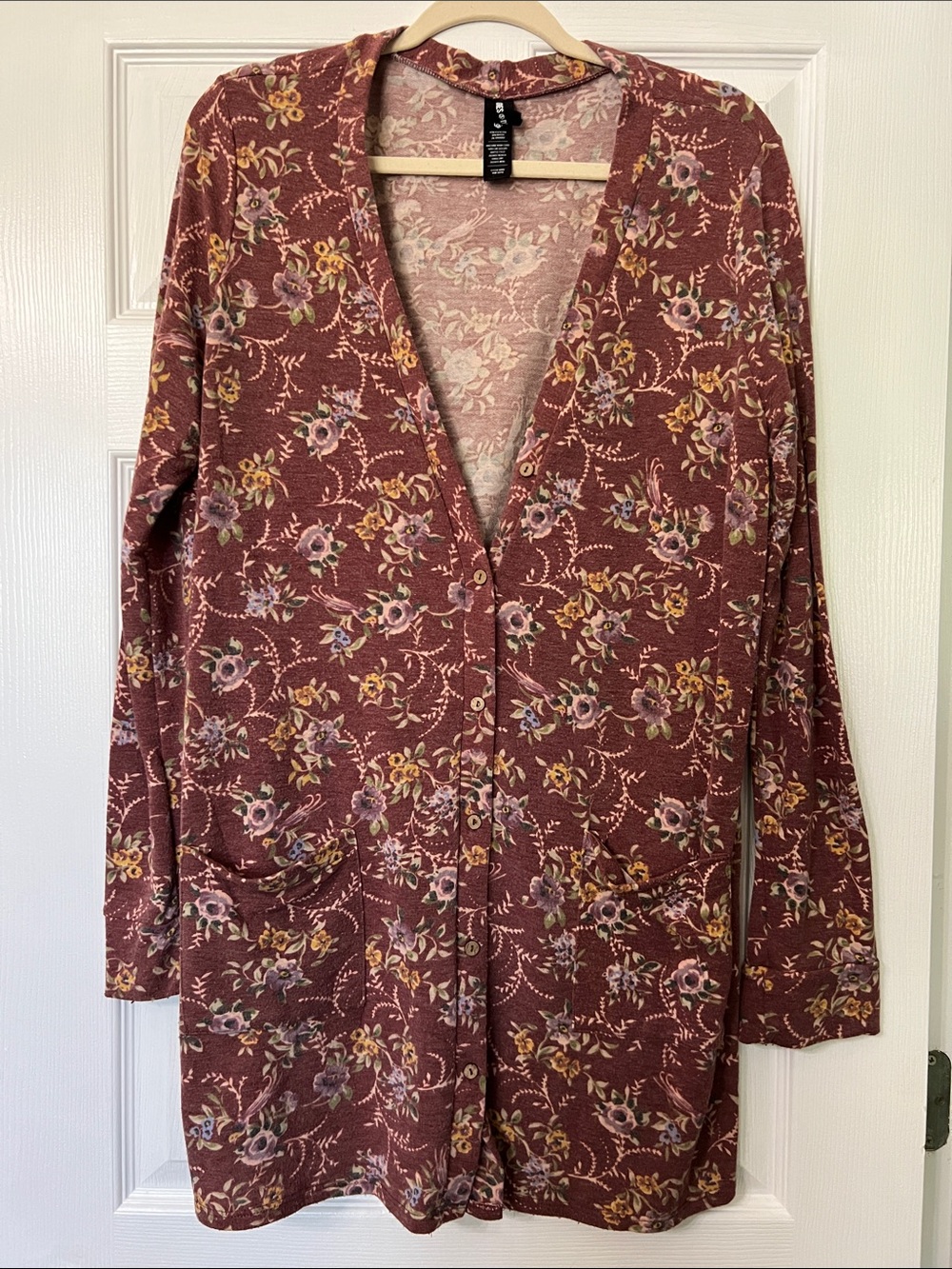 Agnes & Dora Mauve Floral Longline Cardigan